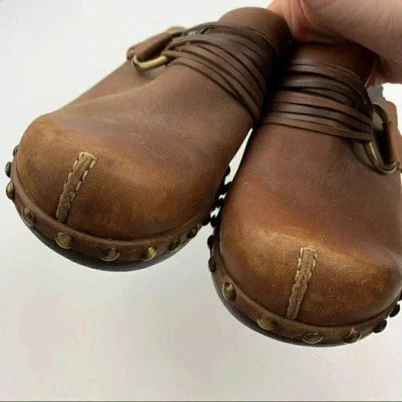 Ecco flats size 38 7-7.5 brown leather clog mules - Picture 10 of 14